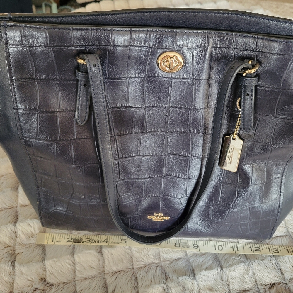 Coach Navy Leather Tote Bag
